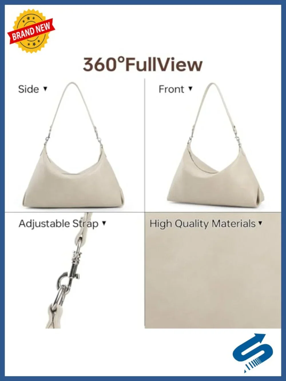 Women's Slouchy Hobo Bag Vegan Leather Shoulder Handbag Zipper Closure
